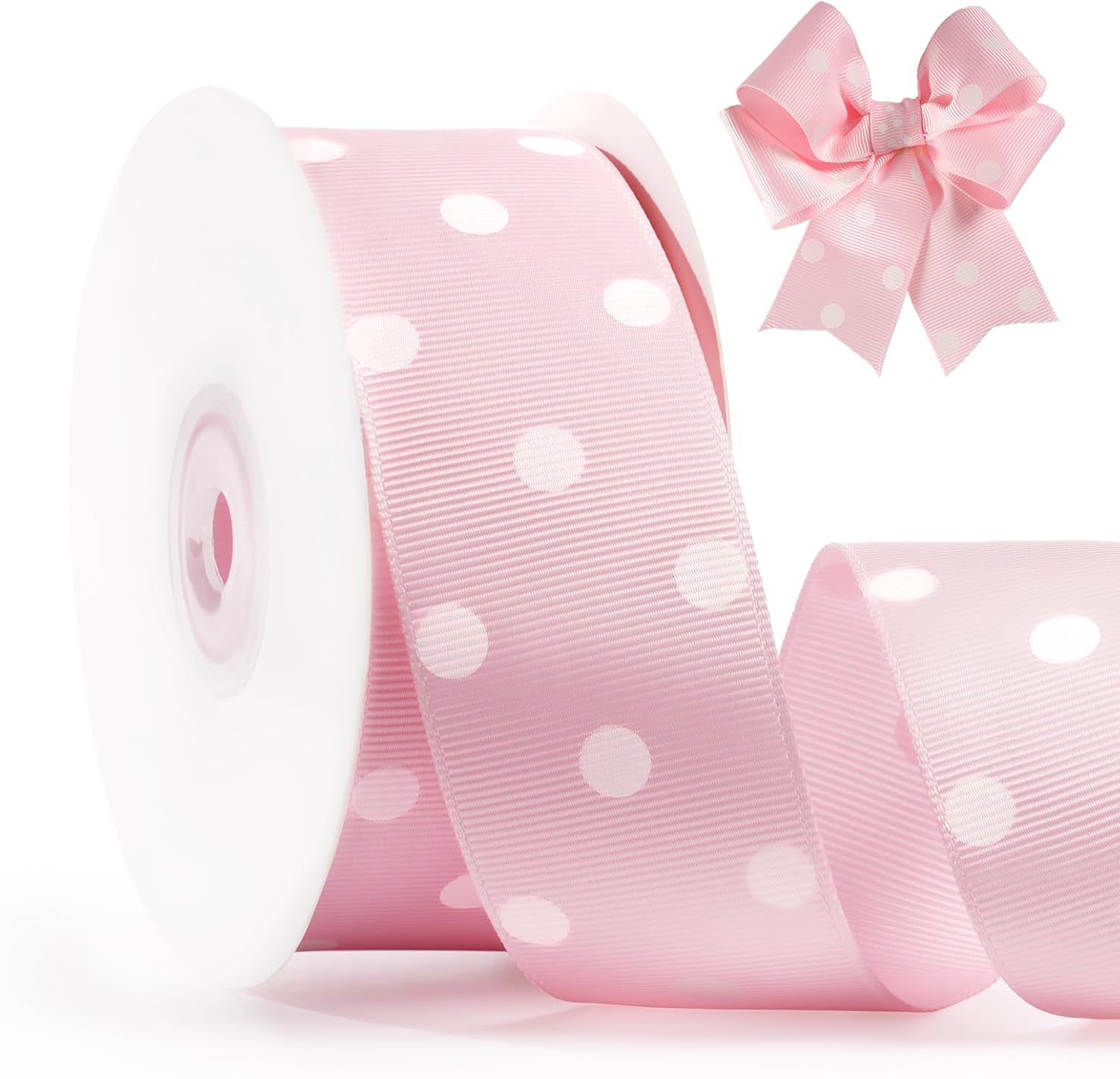 Polka Dot Grosgrain Ribbon 1.5 Inch, 25 Yards Spool Pink and White Dot Craft Ribbon for Christmas Gift Wrapping DIY Crafts Hair Bows Wedding Party Decor Sewing and Home Decoration - Crafty Corner
