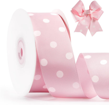 Polka Dot Grosgrain Ribbon 1.5 Inch, 25 Yards Spool Pink and White Dot Craft Ribbon for Christmas Gift Wrapping DIY Crafts Hair Bows Wedding Party Decor Sewing and Home Decoration - Crafty Corner