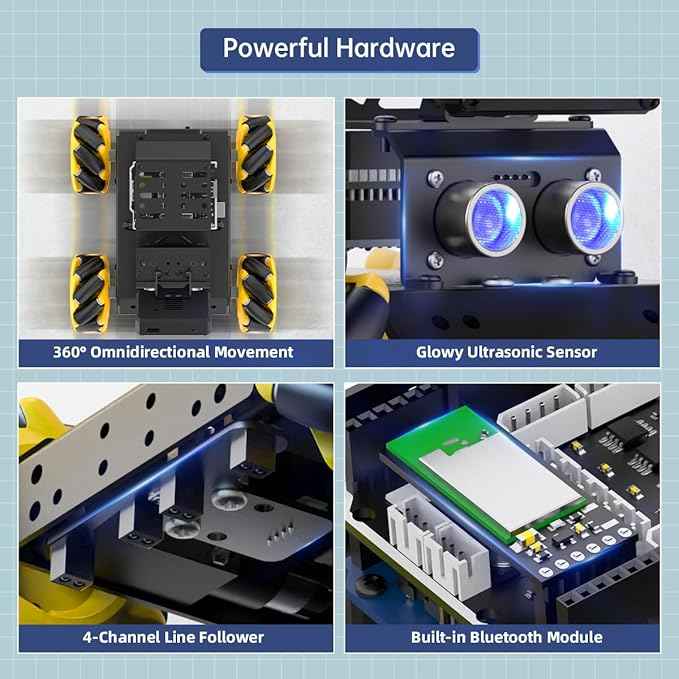 Robotic Kit for Arduino Robot Car AI Camera Vision Recognition Tracking Obstacle Avoidance Pick-and-Place Gripper, Programmable STEM Robot Gift for Ages 12 14 16+, miniAuto Advanced Kit