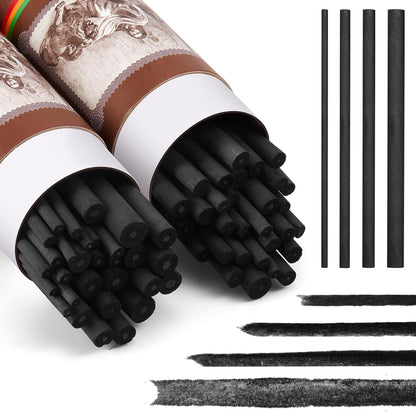 Gueevin 60 Pcs Willow Charcoal Sticks, Willow Charcoal, Artists, Beginners, Students, Perfect for Sketching, Drawing, Shading, and Fine Art Christmas Gifts for Art (2-4mm，4-5mm，5-7mm，7-9mm)