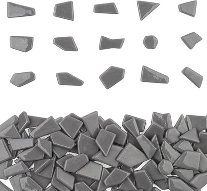 Youway Style Gray Glass Mosaic Tiles for Crafts Bulk,200g Broken Glass Pieces for Mosaic Art Crafts,Garden Mosaic Supplies