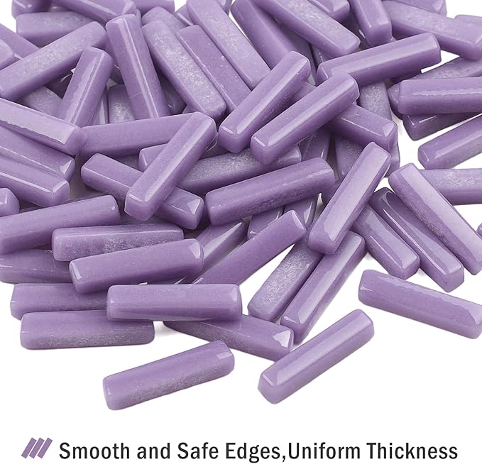 Youway Style Purple Mosaic Tiles for Crafts Bulk,150g Strips Shapes Mosaic Glass Pieces,Glass Mosaic Garden Craft Kit