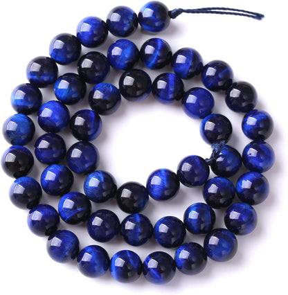 Natural Stone Lapis Blue Tiger Eye Beads Round Loose Spacer Beads for Jewelry Making DIY Bracelet Necklace 12mm 32PCS