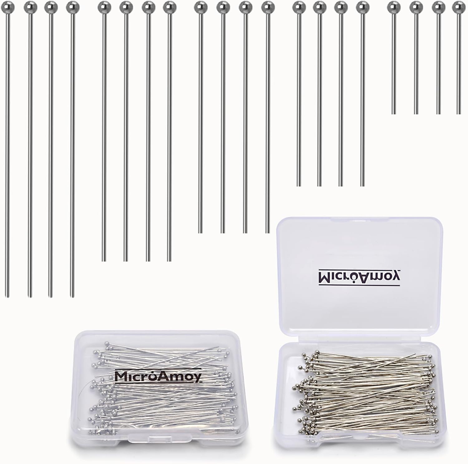 100pcs Silver Filled Ball Pins Non Tarnish Craft Earring Bracelet Jewelry Making Accessories Supplies (70mm (2.75in), Silver-Ball Pin) - Crafty Corner