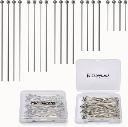 100pcs Silver Filled Ball Pins Non Tarnish Craft Earring Bracelet Jewelry Making Accessories Supplies (70mm (2.75in), Silver-Ball Pin) - Crafty Corner