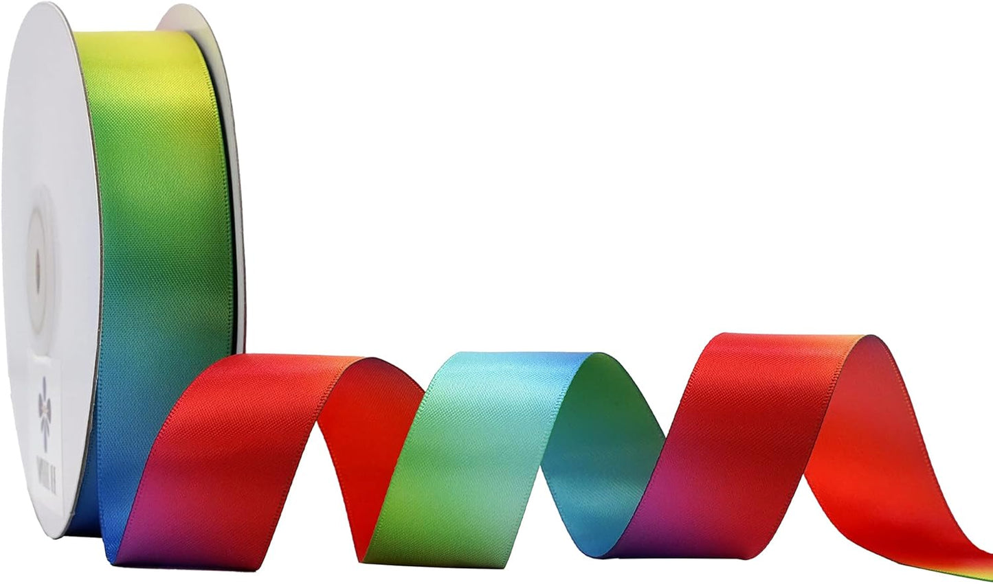 MEEDEE Rainbow Ribbon Satin Ribbon 1 inch Rainbow Satin Ribbon Rainbow Colored Ribbon for Crafts Gift Wrapping Pride Birthday Party Decoration DIY Rainbow Hair Bows - 25 Yards - Crafty Corner