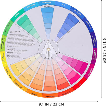 Garneck Creative Color Wheel Learning Chart Color Mixing Rotation Tool for Art and Nail Professionals Easy Use Colour Guide with Tints Shades and Definitions