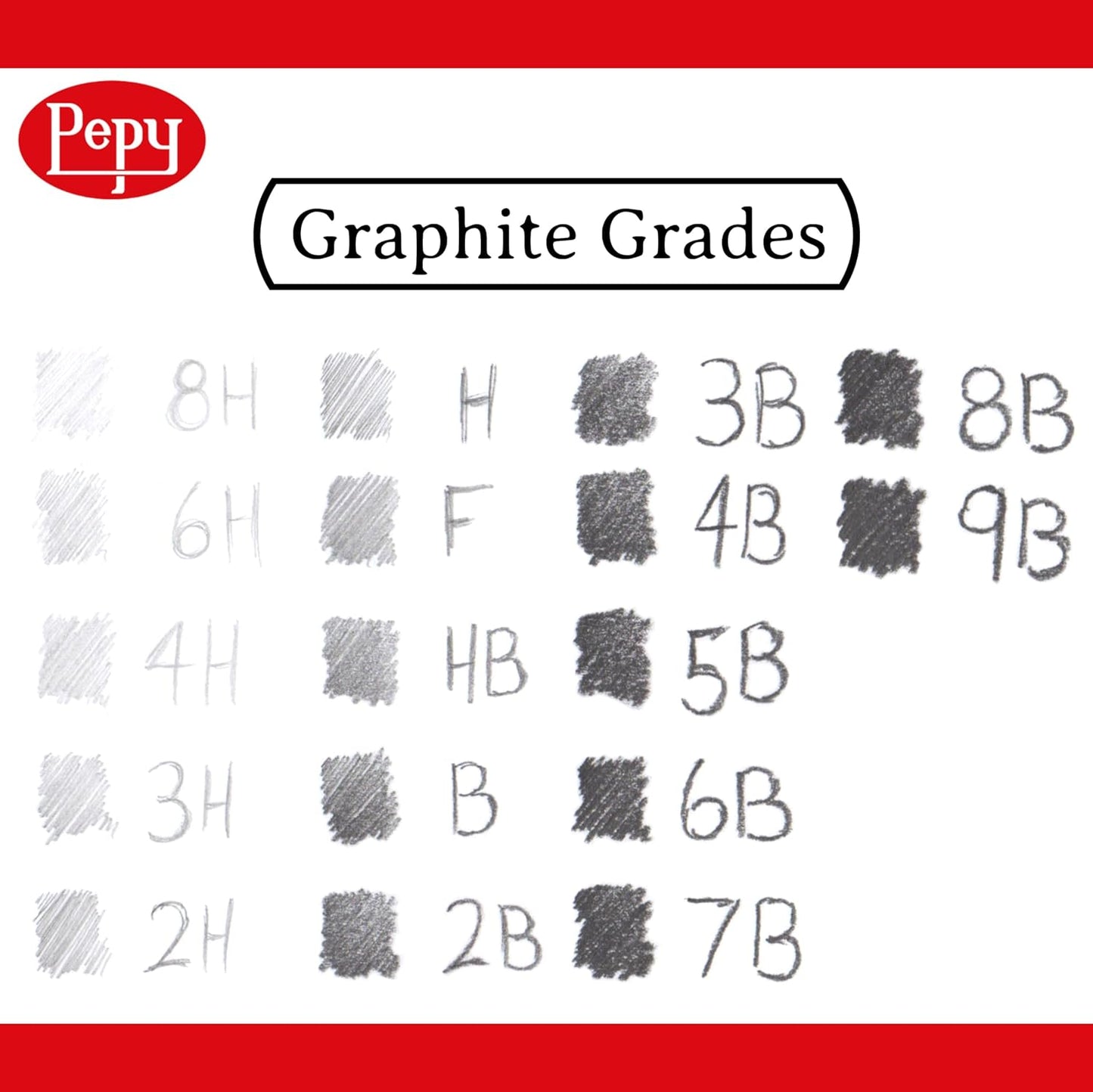 Pepy Graphite Professional Drawing Pencils - Set of 12 8B Pre-Sharpened Black Lead Pencils; Perfect for Drawing, Sketching and Shading, Graphic and Fine Art