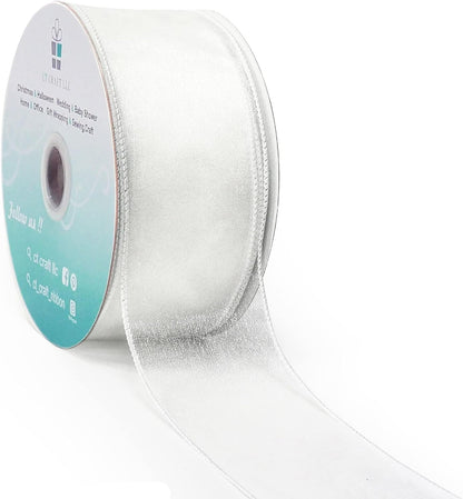 CT CRAFT LLC Sheer Organza Wired Ribbon 2.5" x 50Yards White for Wedding Chair Bow Flora Bouquet Gift Wrapping Christmas Tree Home Decor Wreath - Crafty Corner