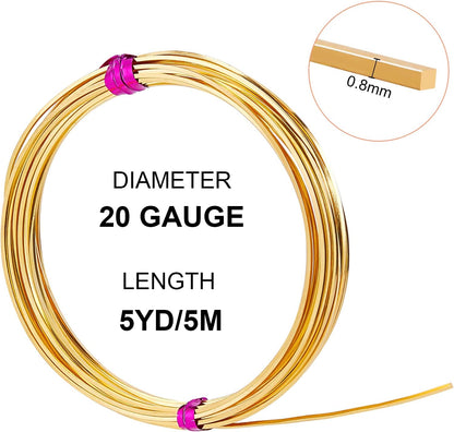 BENECREAT 20 Gauge 16 Feet Square Copper Wire, Golden Brass Wire for Jewelry Beading Craft Work