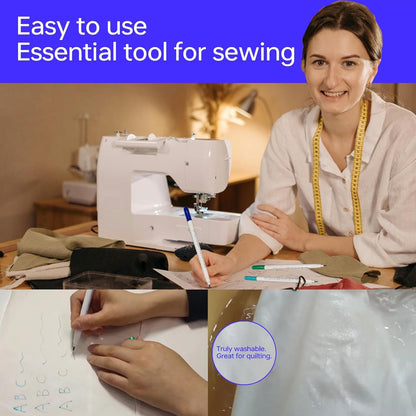 12 pcs Water-Erasable Fabric Pen Set - 6 Colors for Sewing, Embroidery & DIY Tracing