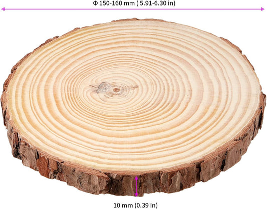 JEUIHAU 10 PCS 5.9-6.3 Inches Natural Unfinished Wood Slices, Round Wooden Tree Bark Discs, Wooden Circles for DIY Crafts, Christmas, Rustic Wedding Ornaments - Crafty Corner