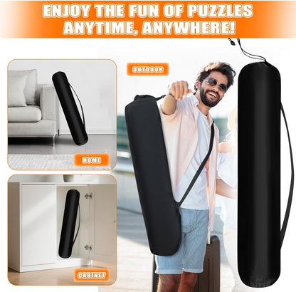 Nattork Jigsaw Puzzle Mat Roll Up，Portable Saver Pad Up to 2000 Pieces，with Non-Slip Rubber Bottom，4 Puzzle Sorting Trays & 1 Storage Bag