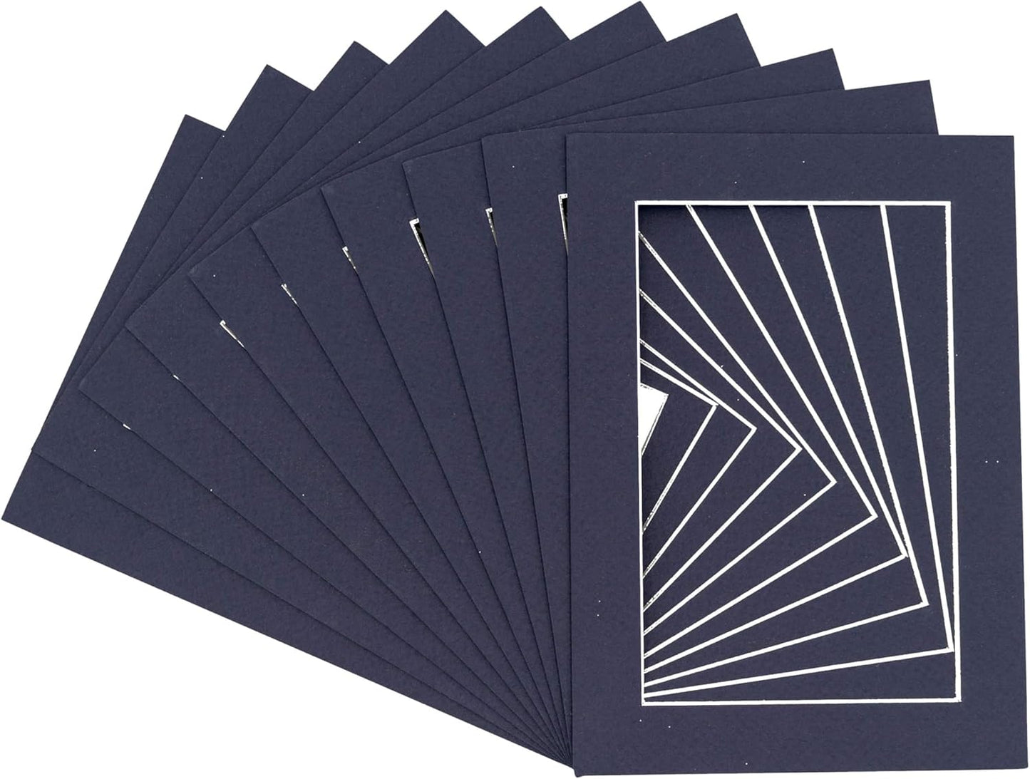 11x14 Mat for 8.5x11 Photo - Precut Navy Picture Matboard for Frames 11 x 14 Inches - Bevel Cut Matte to Display Art 8.5 x 11 Inches - Acid Free Pack of 10 MATS with Backing Boards & Clear Bags