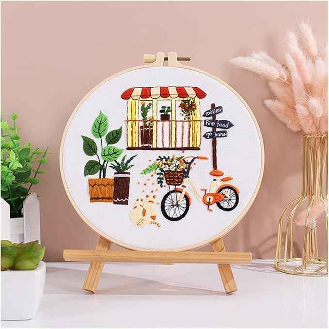 BlingBling5 Embroidery Kits for Adults Leisure Life Series Starter for Adult Stamped Pattern with Instructions Punch Needle Kit(C9)