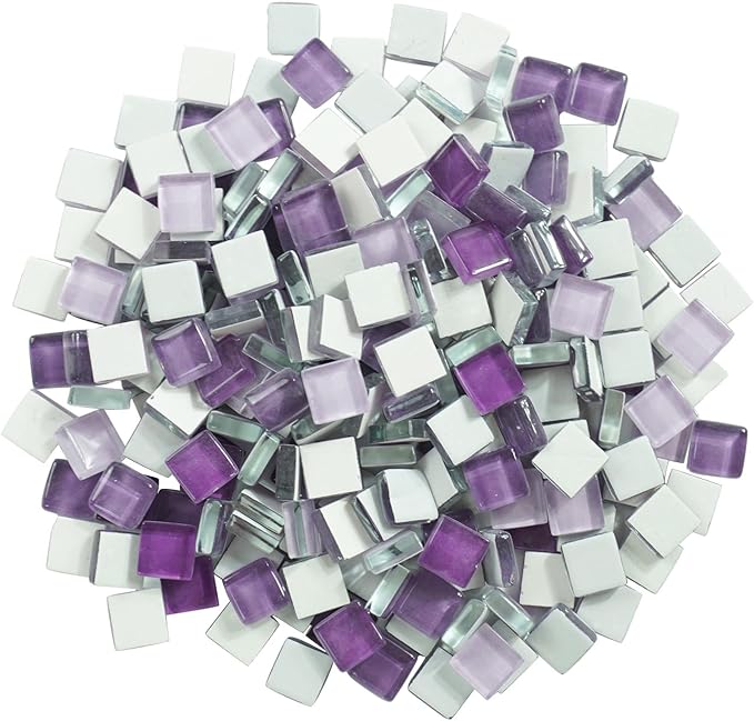 Square Glass Mosaic Tiles Bulk for Adults Crafts Supplies,200g Colorful Stained Glass Pieces for DIY Mosaic Art Handmade Jewelry Coasters Picture Frames Decoration