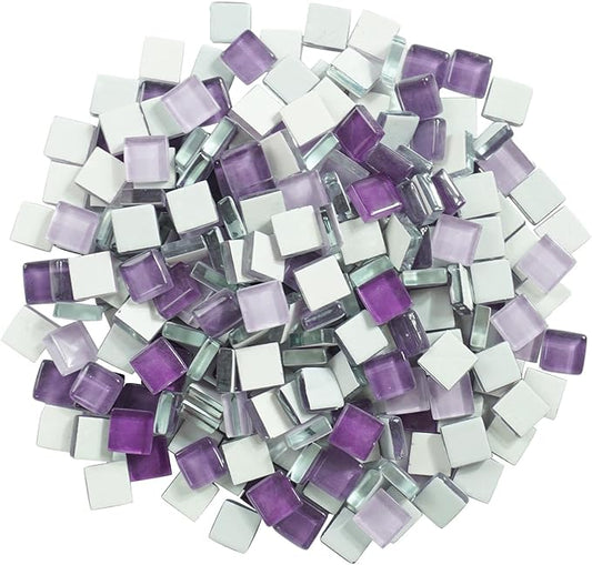 Square Glass Mosaic Tiles Bulk for Adults Crafts Supplies,200g Colorful Stained Glass Pieces for DIY Mosaic Art Handmade Jewelry Coasters Picture Frames Decoration