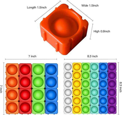 Giant Pop Blocks Bubble Premium Silicone Pop Fidget Blocks for Endless Joy and Education - Vibrant Pop Blocks for Imaginative Play and Puzzle Games-Toy for Kids (25PCS)