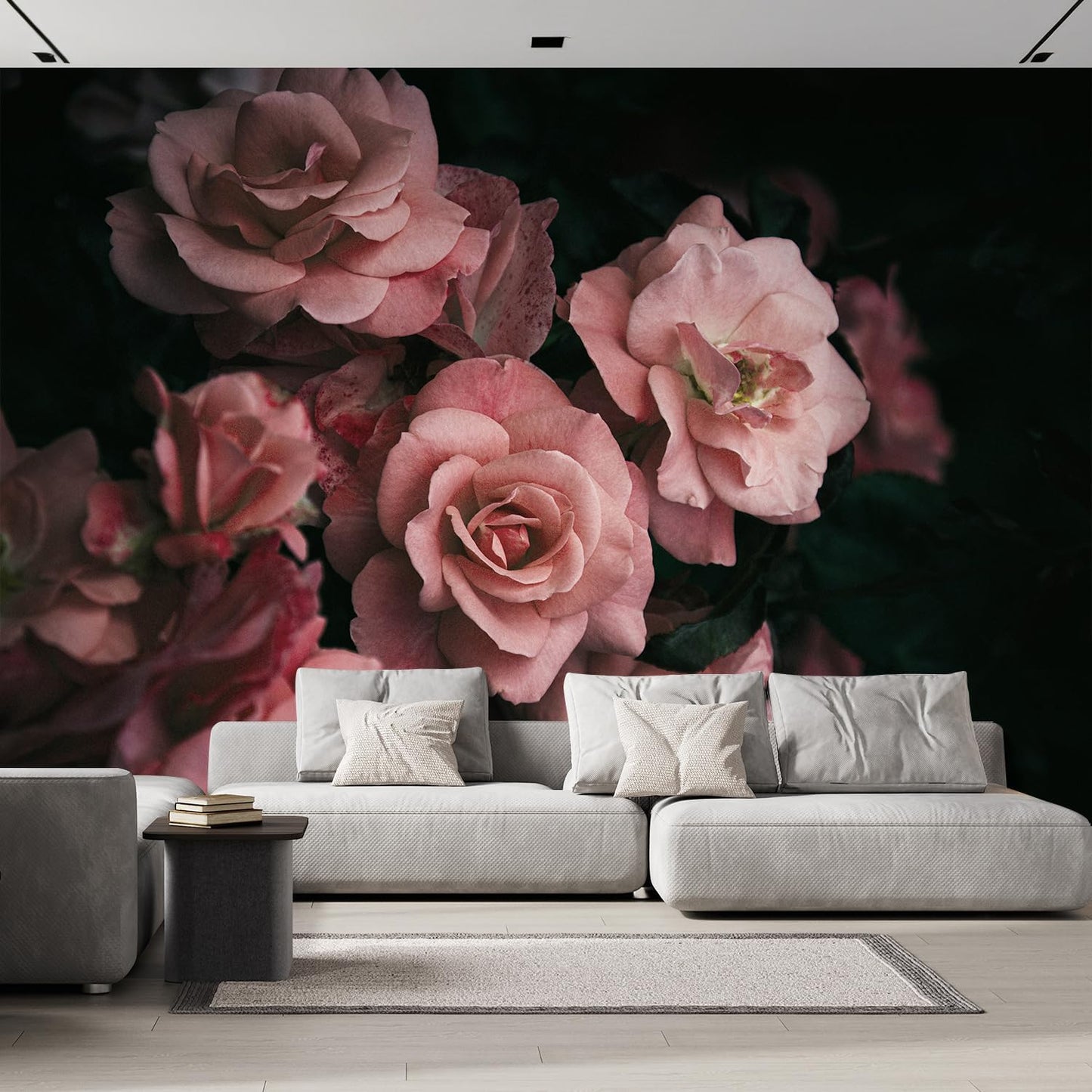 wall26 Wall Sticker/Wall Mural Dark Rose Flower Blossoms Nature Wilderness, Not Peel and Stick, Non-Woven Wallpaper Decorative for Bedroom, Living Room, Office - 108x144 inches