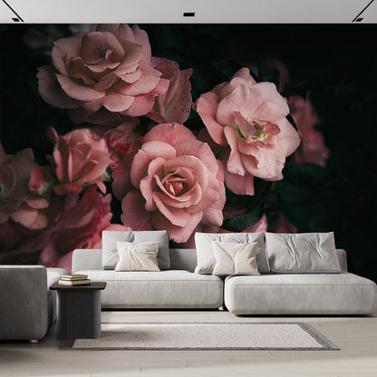 wall26 Wall Sticker/Wall Mural Dark Rose Flower Blossoms Nature Wilderness, Not Peel and Stick, Non-Woven Wallpaper Decorative for Bedroom, Living Room, Office - 108x120 inches
