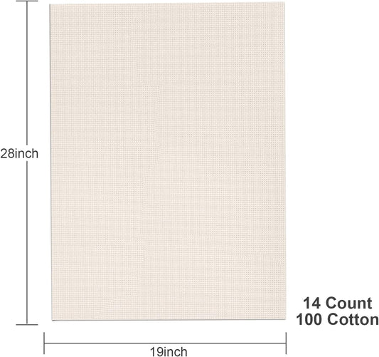 Aida Cloth 14 Count Cross Stitch Fabric,19×28inch (14CT, Off White)