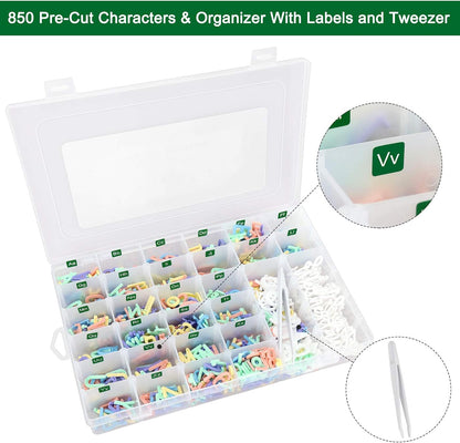 Letter Board Letters Only,850 PRE-Cut Characters (3/4 Inch,in 5 Colors) with Sorting Tray,Felt Letter Board Letters (Choice C)