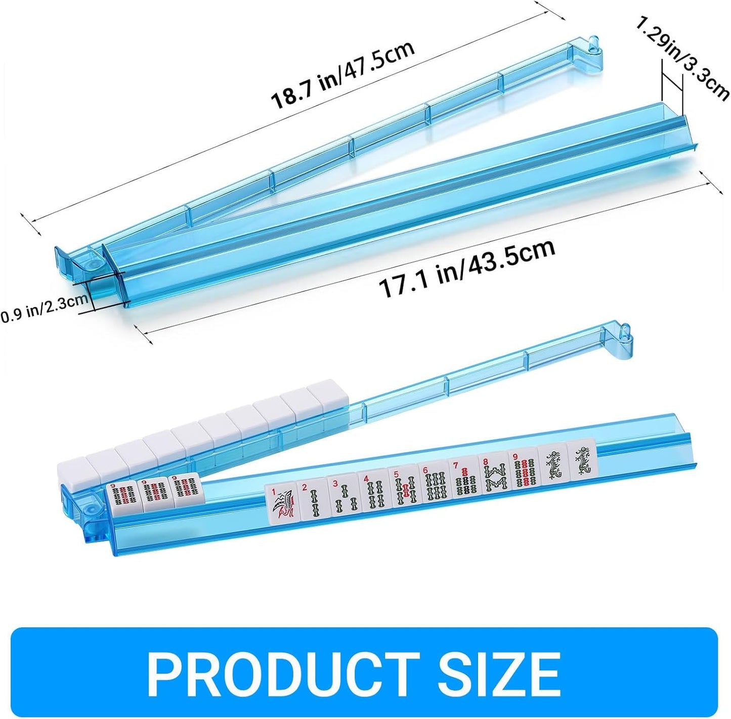 Clear Mahjong Racks with Pushers,4 Colors Acrylic American Majiang Tile Racks,Imports Modern Mahjong Racks with Built-in Pushers- Set of 4