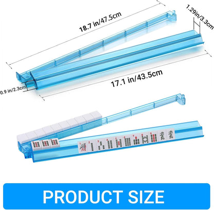 Clear Mahjong Racks with Pushers,4 Colors Acrylic American Majiang Tile Racks,Imports Modern Mahjong Racks with Built-in Pushers- Set of 4