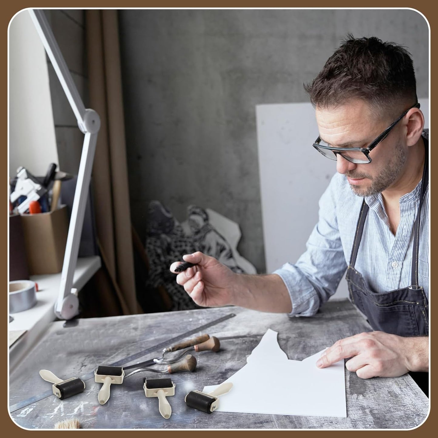 Frienda 8 Pcs Rubber Brayer Rollers 1.9 Inch Rubber Ink Roller for Gluing Printing Inking Block Paper Crafting Press Printmaking Wallpaper Stamping Scrapbooks Crafting Art DIY