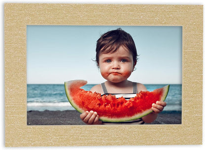 Pack of Ten Acid Free 11x14 Mats Bevel Cut for 8.5x11 Photos - Fresh Linen Canvas Precut Matboards With Backing Boards and Self Seal Photo Mat Bags For Pictures, Photos, Framing - 4-ply Thickness