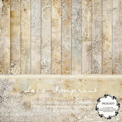 24 Sheets Vintage Lace Scrapbooking Paper Pad 6x6 (24 Count)
