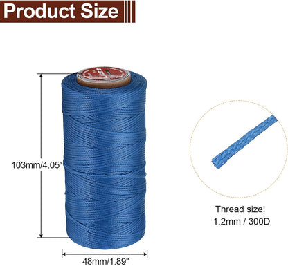 uxcell Flat Leather Sewing Waxed Thread, 140m / 153 Yards Polyester Wax String, 300D Wax Stitching Cord for Leather Crafts, Bookbinding, Bracelets Braided, Navy Blue