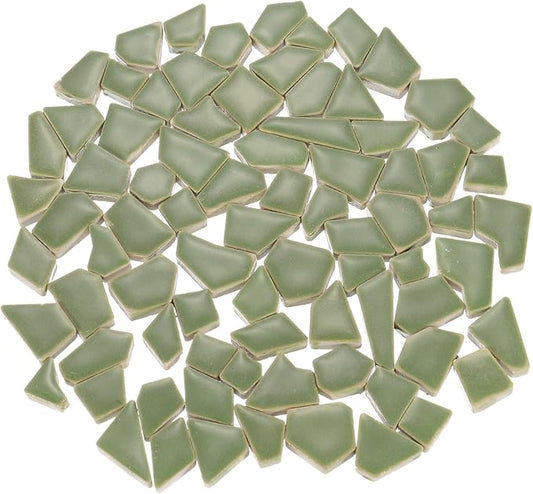 uxcell 500g/1.1LB Irregular Ceramics Mosaic Tiles, 1.3-2 cm Bulk Stained Ceramic Mosaic Pieces Stones Mosaic Kits for DIY Art Craft Projects Home Decor, Seaweed