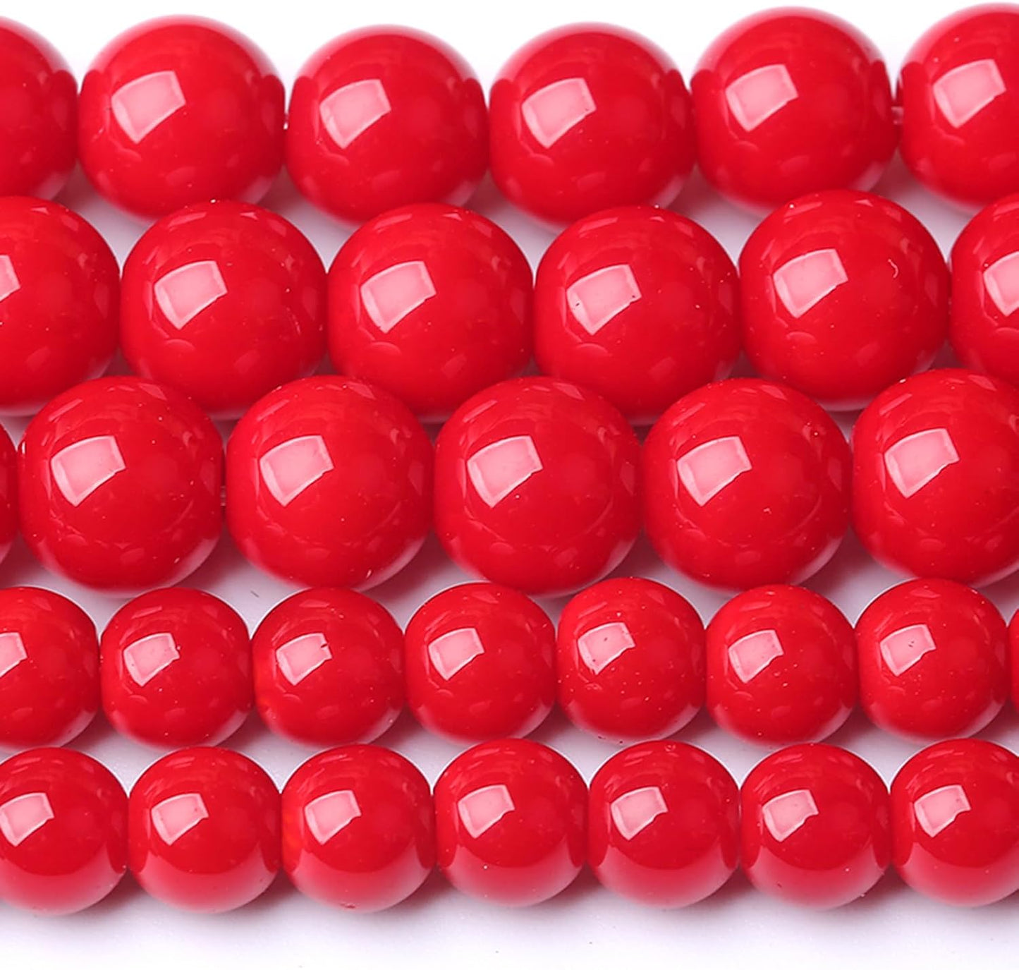 6MM Coral Red Glass Beads Natural Stone Crystal Energy Round Loose Beads for Jewelry Making Bracelet 120pcs 2 Strands 32"