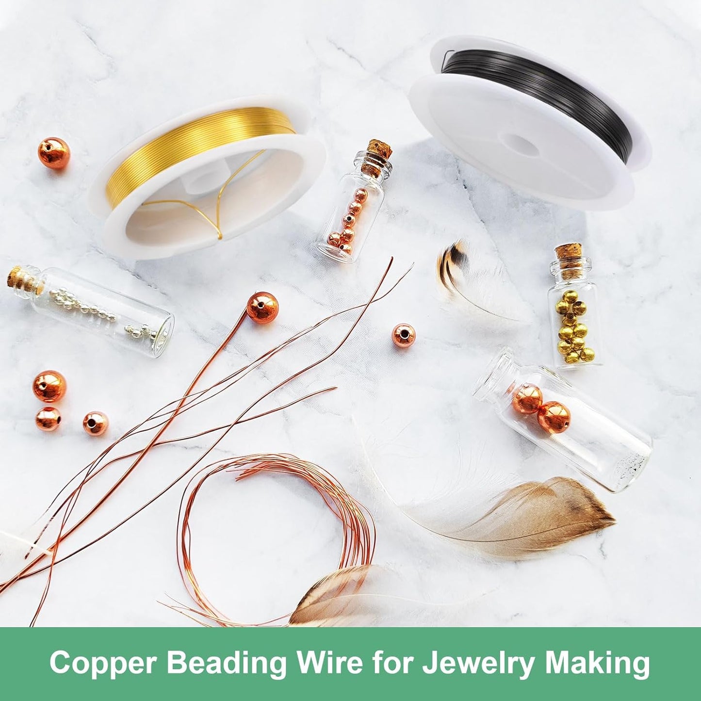 0.6 mm/22 Gauge Copper Wire for Jewelry Making, 13.1FT Copper Beading Craft Wire for Jewelry/Weaving/DIY Crafting/Planting, Color-Retaining [4M, KC-Gold]