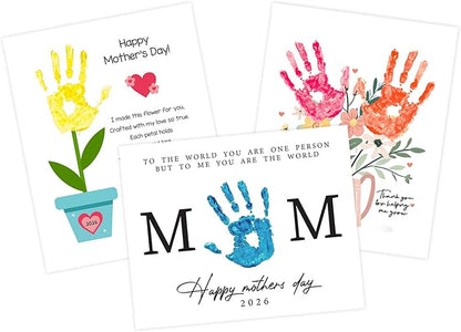 Pack 3 Handprint Floral Flower Bouquet Handprint Craft DIY for Mothers Day Card, Unique Gifts for Mom from Daughter or Son for Mother's Day,Best Presents for Moms, Best mom Ever Gifts, Mothers Day Decor for Mother's Day