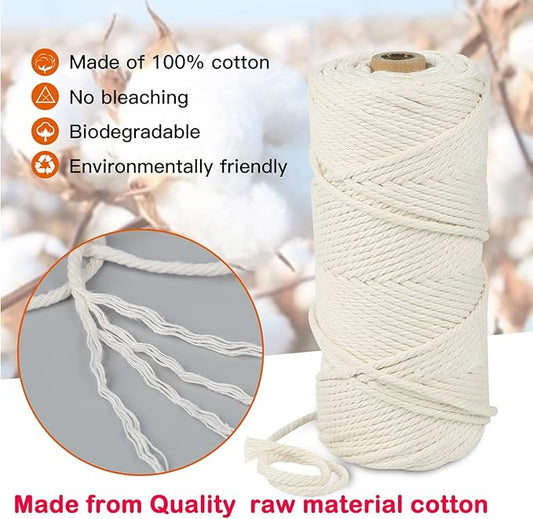 Macrame Cotton Cord 3mm x 109Yards,Black Natural Macrame Rope, Perfect Macrame Supplies Cotton Cord for Macrame Plant Hangers DIY Crafts (Black, 3mm*109Yards)