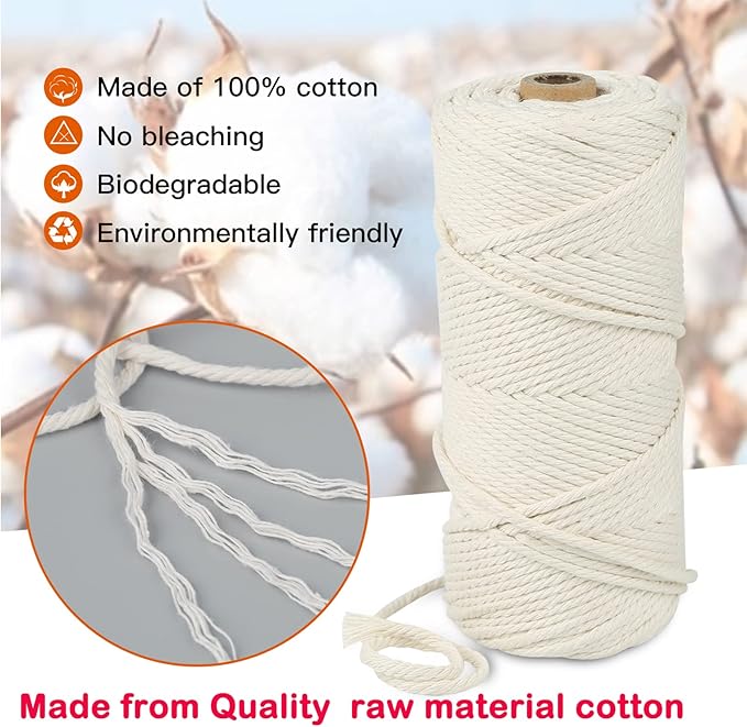 Macrame Cotton Cord 3mm x 109Yards, Red Natural Macrame Rope, Perfect Macrame Supplies Cotton Cord for Macrame Plant Hangers DIY Crafts (Red, 3mm*109Yards)