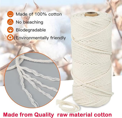 Macrame Cotton Cord 3mm x 109Yards, Red Natural Macrame Rope, Perfect Macrame Supplies Cotton Cord for Macrame Plant Hangers DIY Crafts (Red, 3mm*109Yards)