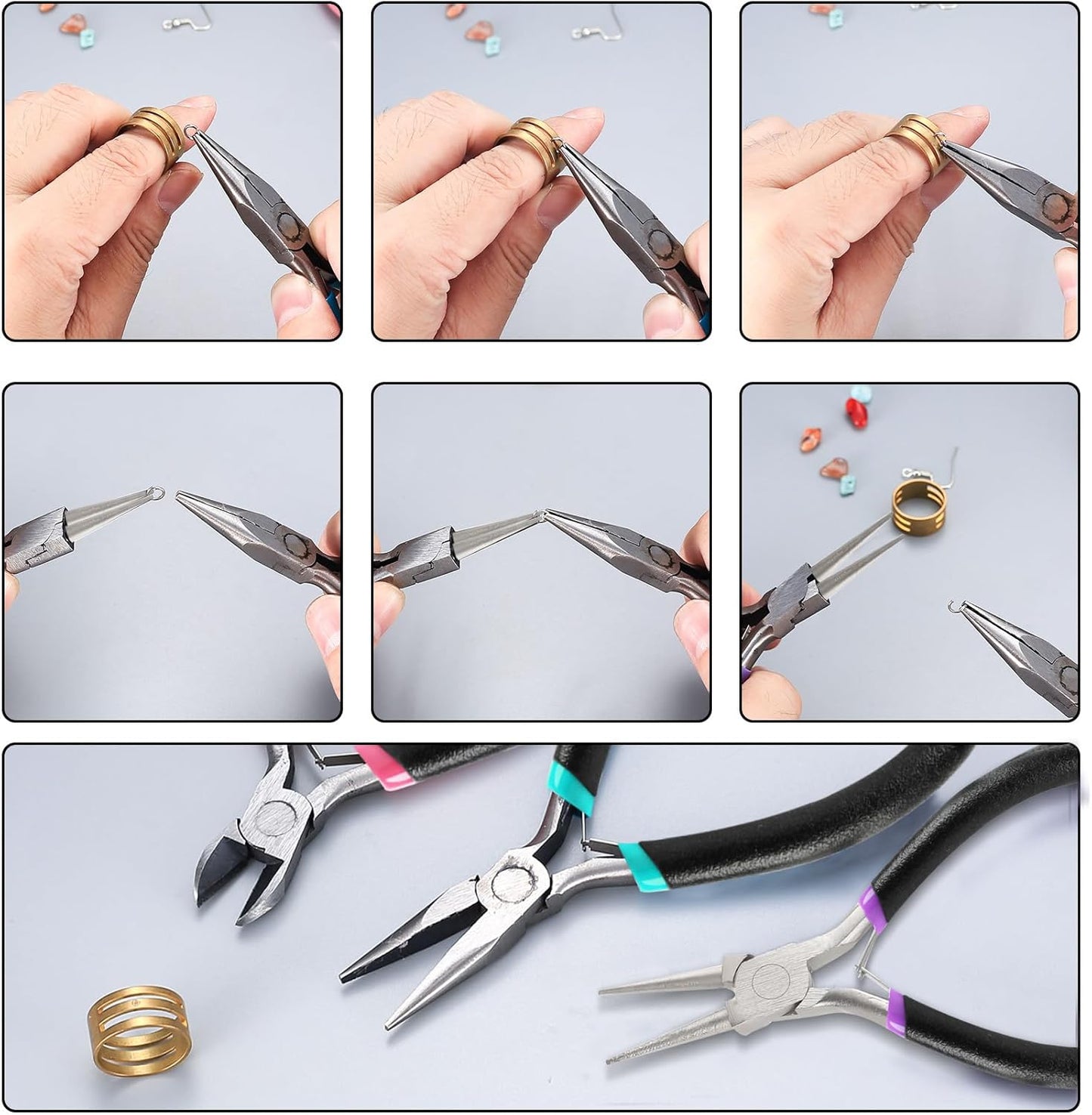 3 Pcs Jewelry Making Tools Pliers Kit, Includes Needle Nose/Round Nose Pliers/Diagonal, Wire Cutters for Jewelry Making Wire Wrapping Beading Crafts Matte Handle - Crafty Corner