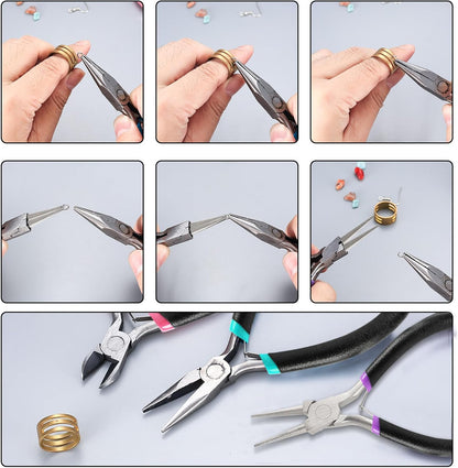 3 Pcs Jewelry Making Tools Pliers Kit, Includes Needle Nose/Round Nose Pliers/Diagonal, Wire Cutters for Jewelry Making Wire Wrapping Beading Crafts Matte Handle - Crafty Corner