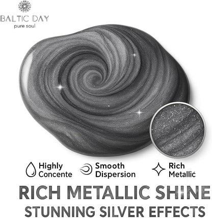 BALTIC DAY Metallic Platinum Silver Epoxy Resin Pigment Paste XL (191g/6.7oz) – Opaque Epoxy Dye & High Concentration Coloring Paste, Mica Powder Alternative for Resin Art, Jewelry, Tumblers