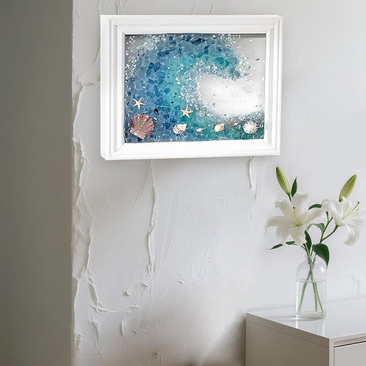 Mosaic Kit for Adults Ocean Inspired Sea Art - Shell Wall Decor Set DIY Tools, Complete Resin, Framework, Mosaic Stained Glass Pieces, Creative Craft Kits for Beginners, Handmade Birthday Gifts