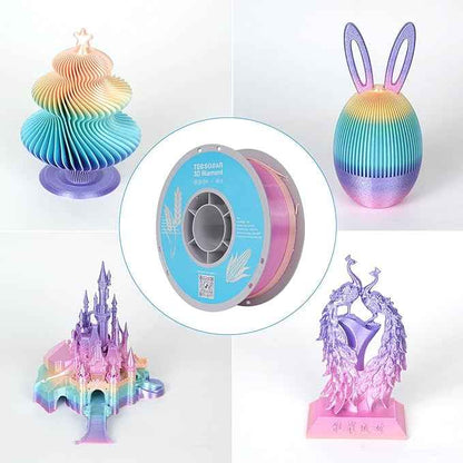 Silk Rainbow PLA 3D Printer Filament Bulk,10Rolls,1KG Spool(2.2lbs) 1.75mm, Multicolor Gradient Filament for Most FDM 3D Printers,10 Different Silk Rainbow Colors
