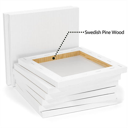 GOTIDEAL Stretched Canvases for Painting, 14x18 Inch Set of 7, Primed White - 100% Cotton Blank Art Canvas Boards for Painting for Acrylic Pouring, Oil Paint Dry & Wet Art Media