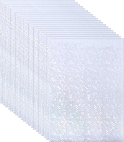 PATIKIL 11.7x8.3" Holographic Sticker Paper, 20Sheets A4 Polypropylene Self-Adhesive Transparent Waterproof Laminate Overlay Film for Photo Cards Scrapbook Decorations, Christmas Ribbon