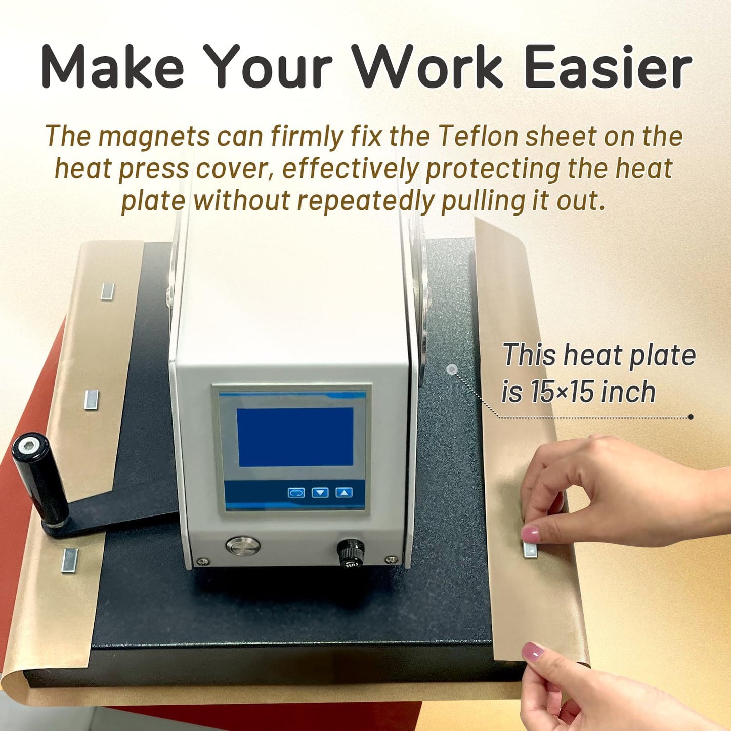 TransOurDream 3 PTFE Teflon Sheets Size XL16 x 24" for Heat Transfer Paper and Sublimation Paper and 6 Magnets for Holding Heat Press Reusable Heat Resistant Non stick