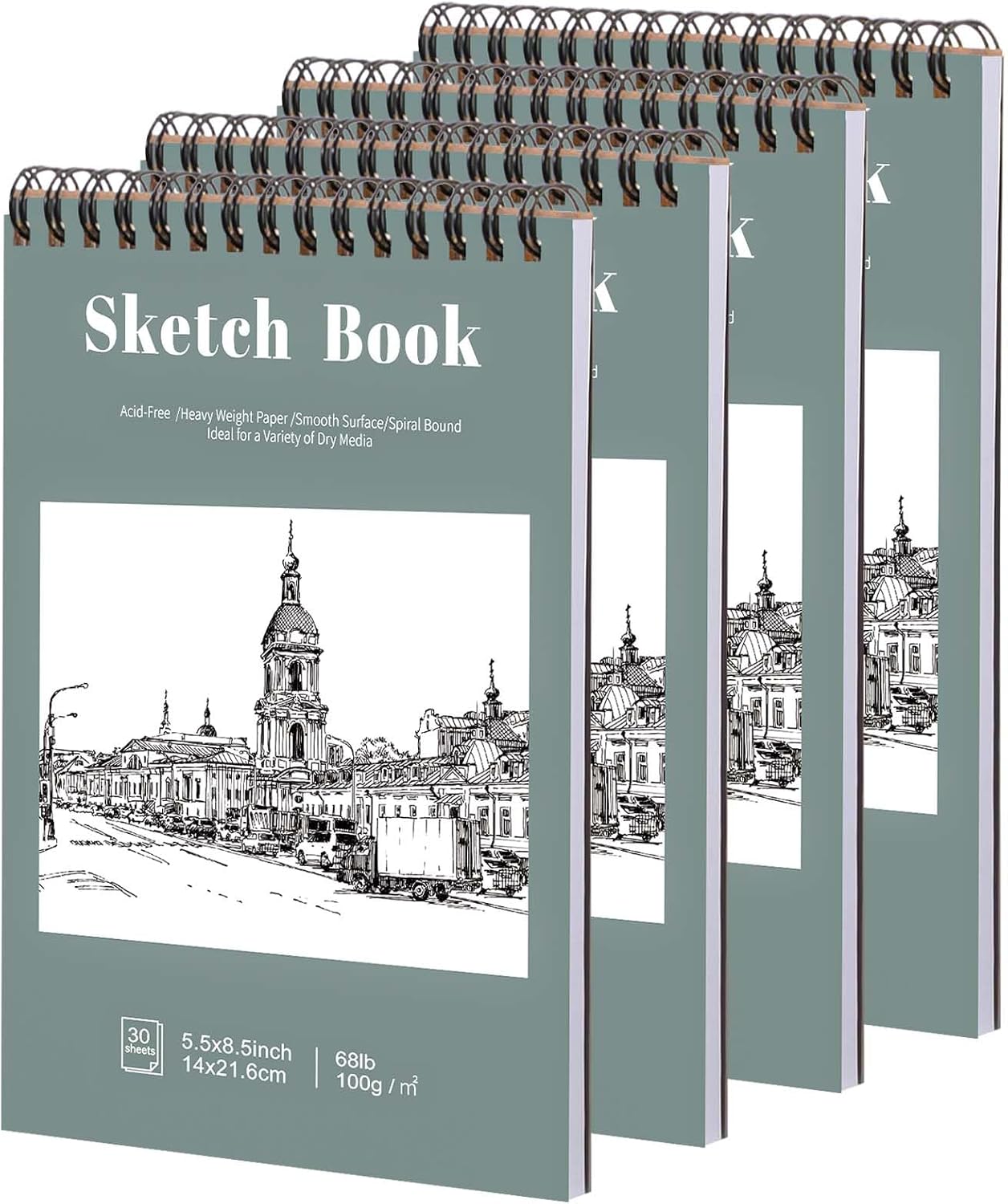4 Pack Small Sketch Books, 5.5 x 8.5 Inch Mini Sketchbook, 68lb/100gsm Spiral Bound Small Sketch Pad, Acid Free Art Supplies Drawing Painting Sketchbook for Kids, Beginners, Artists (30 Sheets Each) - Crafty Corner