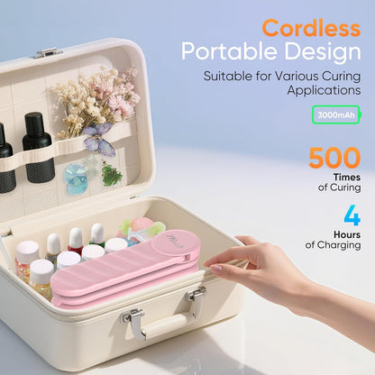 PPESULK UV Light for Resin Curing, 3000mAh Rechargeable Fast UV Resin Lamp with Timer and 34 Beads, Cordless Portable Resin Curing Machine for Resin Molds, Jewelry Making & DIY Crafts(Pink)