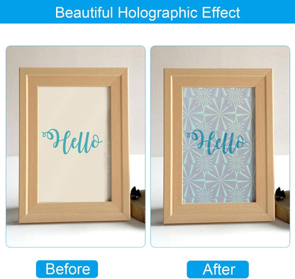 PATIKIL 11.7x8.3" Holographic Sticker Paper, 10Sheets A4 Polypropylene Self-adhesive Transparent Waterproof Laminate Overlay Film for Photo Cards Scrapbook Decorations, Little Snowflake